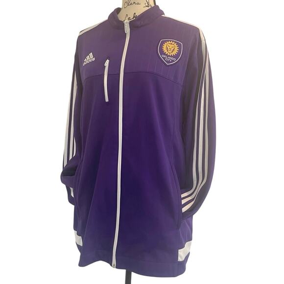 2014 ADIDAS TRACK JACKET ORLANDO CITY SOCCER TEAM SZ XL PURPLE/WHITE COLLECTIBLE - Picture 9 of 16